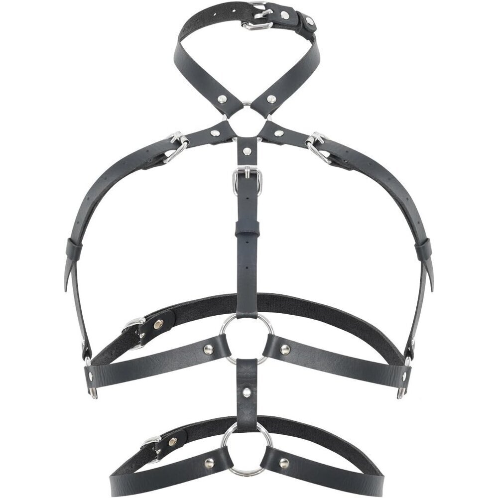 Punk Leather Chest Body Chain Belt Women Gothic Adjustable Rave Halloween